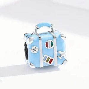 Blue Travel Suitcase Charm